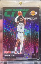 2023-24 NBA Hoops Lebron James City Edition Hyper Green Holo SSP #5 Lakers /25