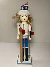 Threshold Wood NUTCRACKER Skier Skies Snow 14”