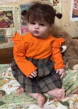 28inch Reborn Baby Doll Lifelike Finished Hand-Rooted Mohair Toddler Girl Gift