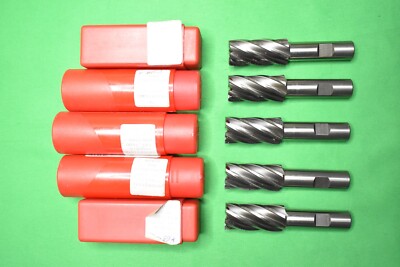 Lot of 5 Interstate 6 Flute 7/8''x5/8'' HSS End Mills (HEM42380-C) - NOS