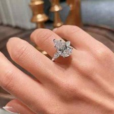 2 Ct Pear Lab Created Diamond Wedding Engagement Ring 14K White Gold Plated