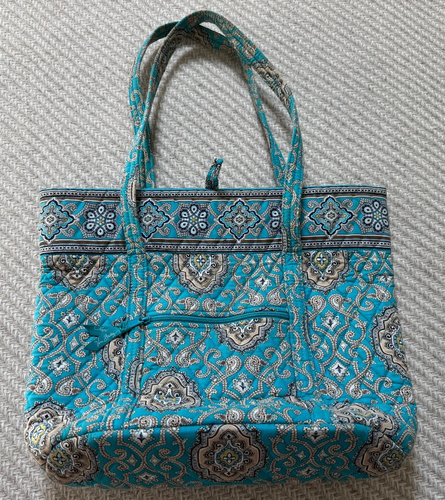 Vera Bradley Totally Turq Shoulder Tote Bag with Toggle Loop Closure