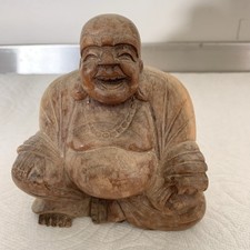 Statua Buddha in legno intagliato a mano 4"