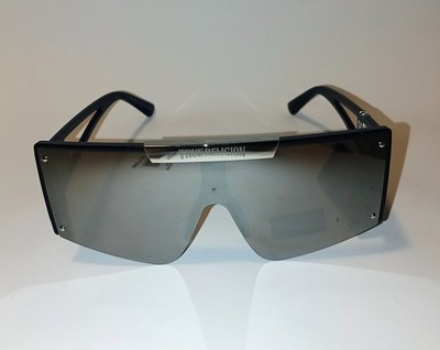 New True Religion Unisex Mirror Shield Sunglasses - Silver Futuristic Visor -NWT