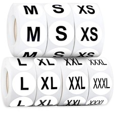 Cptoion 3500 PCS Clothing Size Stickers Labels, 7 Rolls 1 inch Round Black