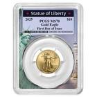 2025 $10 American Gold Eagle 1/4 oz PCGS MS70 FDOI Statue of Liberty Frame
