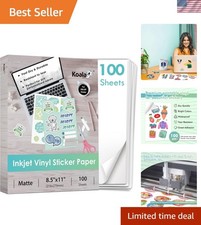 Koala Printable Vinyl Sticker Paper for Inkjet Printer - 100 Sheets Sticker P...