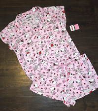 Peanuts Woodstock  Hearts PJ Set Shorts Valentines Day Women  s Sz M L XL 2X
