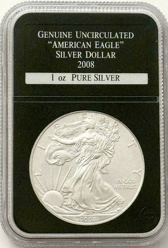 2008 GENUINE UNCIRCULATED AMERICAN EAGLE SILVER DOLLAR 1 OZ PURE SILVER PCS ENCA