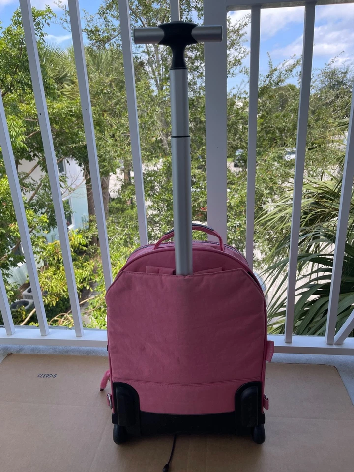 Kipling Sausalito Convertible Backpack Wheeled Luggage Rolling Carry-On Bag Pink - Image 4 of 4