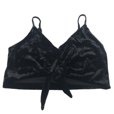 Urban Outfitters Black Velvet Tie Front Sleeveless Crop Top Size S
