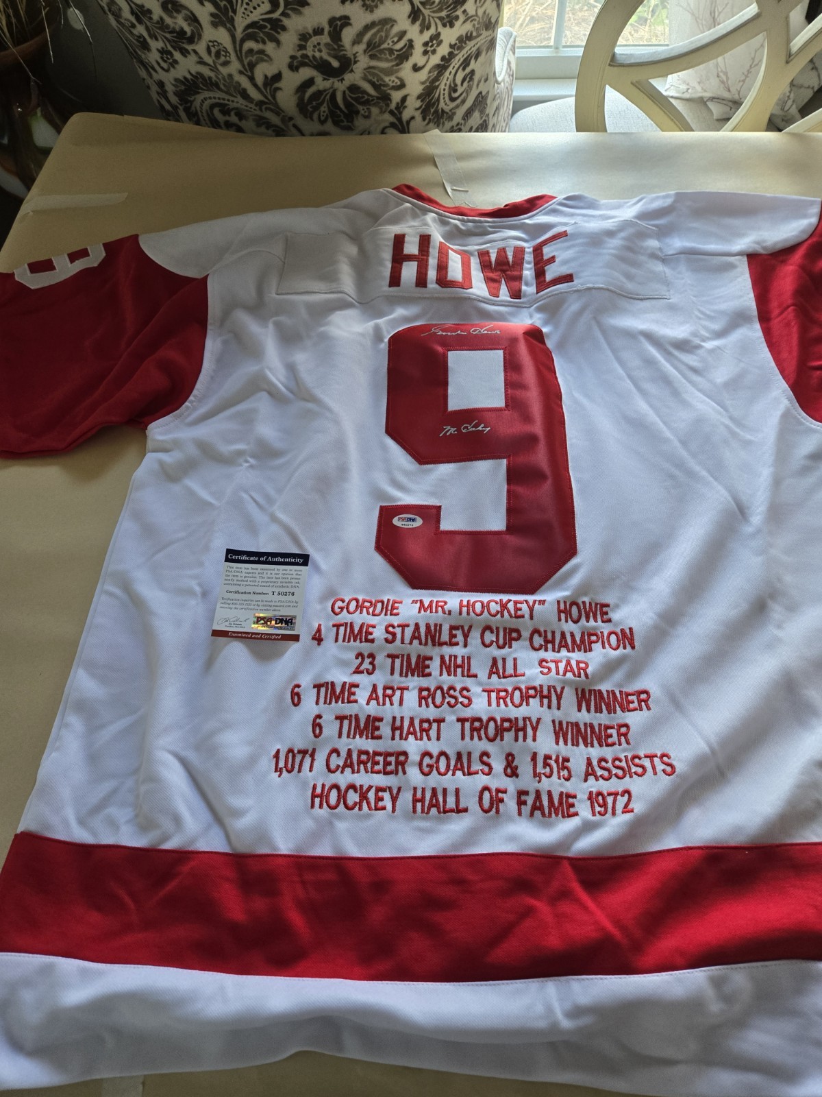 Gordie Howe Autographed Signed Custom Stat Jersey Psa Certificate 