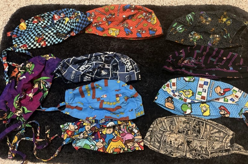 10 Gamer Handmade Multicolor Cotton Tie-Back Scrub Cap, One Size Unisex