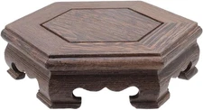 Traditional Hex Wooden Display Stand Craft Pedestal for Decor
