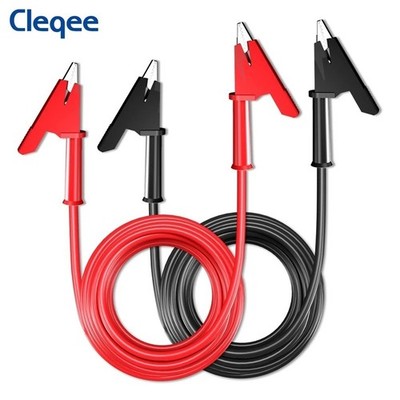 Cleqee 2 Stück Dual Krokodilklemme zu Krokodilklemme Multimeter Messleitungen 1 m