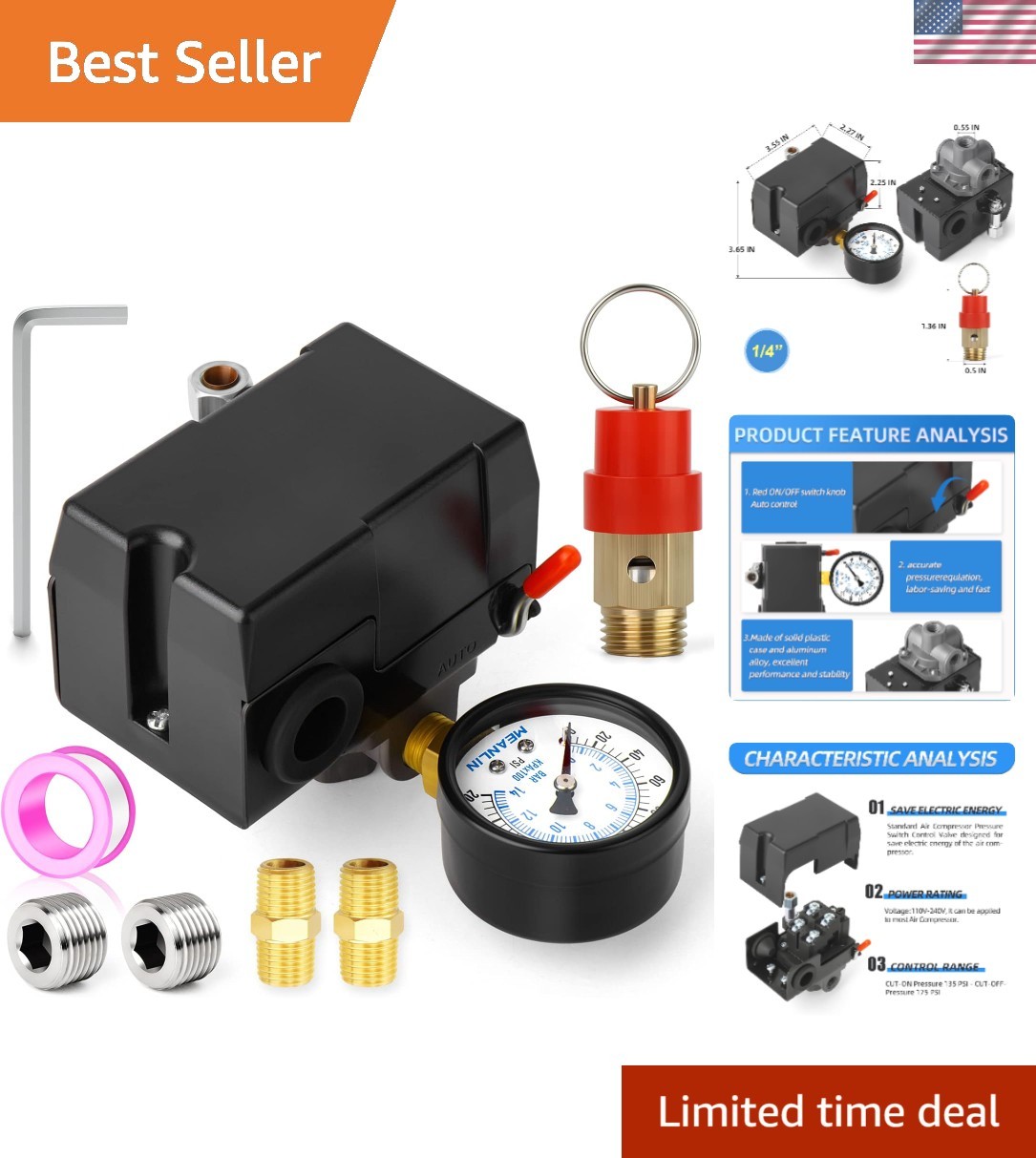 Control Valve: 4 Ports, 135-175 Psi, Easy Installation