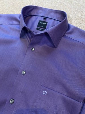 OLYMP MODERN FIT BOLD PURPLE BUTTON CUFF SHIRT 17