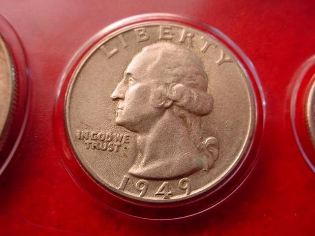 1949 PHILADELPHIA 5 COIN MINT SET WITH BU CENT--COINS 90% SILVER!!    #29 - Image 3 of 4