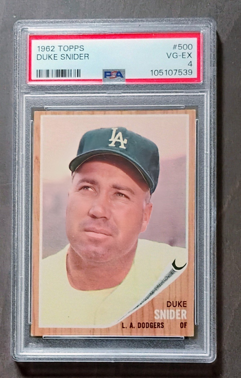 1962 Topps Baseball Semi-High #500 Duke Snider - PSA 4 VG/EX
