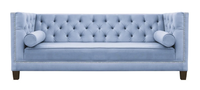 Hellblau Dreisitzer Stoff Wohnzimmer Design Couchen Sofa Sofas Chesterfield Neu