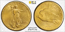 1925-S $20 GOLD SAINT GAUDENS DOUBLE EAGLE PCGS AU53