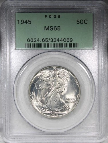 1945-P Walking Liberty Half Dollar PCGS MS65 OGH OLD GREEN HOLDER