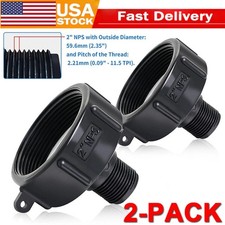 2PCS 275 330 G IBC Tote Adapter 2 NPT NPS Fine Thread x3/4 Male Garden Hose