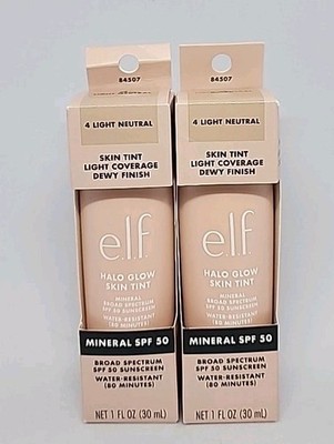 e.l.f. Halo Glow Skin Tint SPF 50 Light Neutral 04 Dewy Finish 1oz ea. 2 PK!!