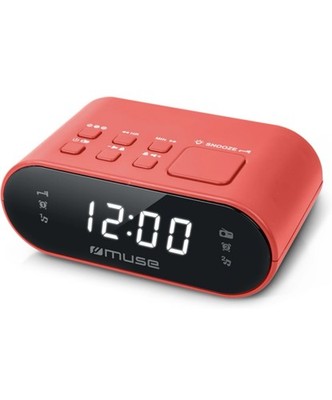 MUSE Radiowecker FM zwei Alarme Dimmer Rot Radio Wecker modern