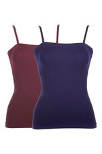 Rhonda Shear Women's 2-pack Bandeau Tank with Shelf Bra Wine/Blue
