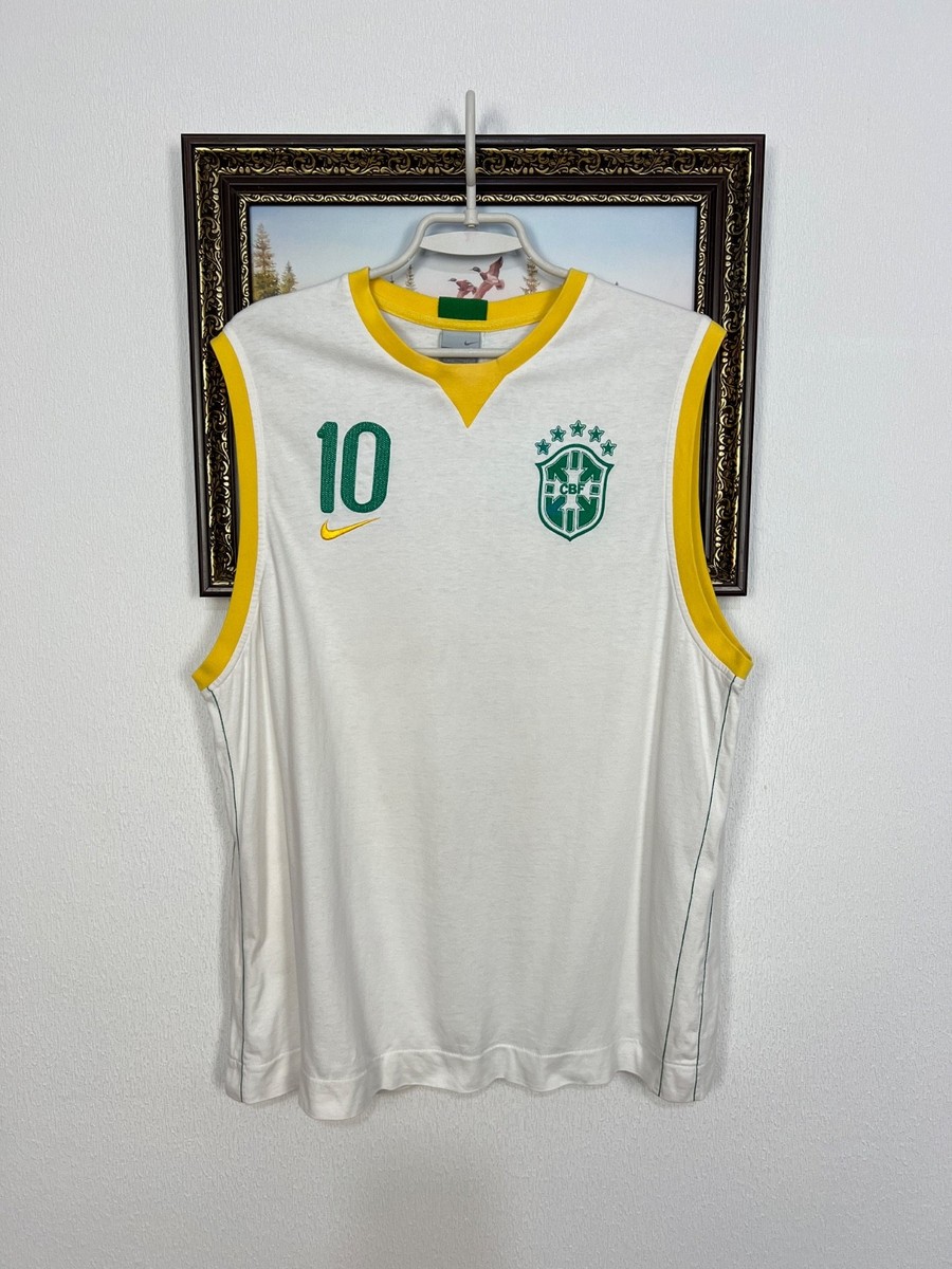 Vintage Nike Brazil Football Train Vest Shirt Ronaldinho White