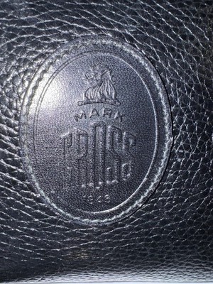 Mark Cross Vintage Black Pebbled Italian Leather Zipper Rectangle