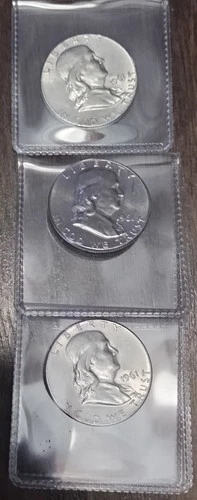 Franklin Half Dollar Silver Business Strike 1961 90% Silver Coin Lot Of 3