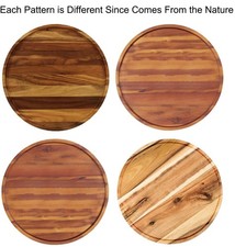 18" Acacia Wood Lazy Susan Turntable Organizer for Cabinet Pantry Kitchen