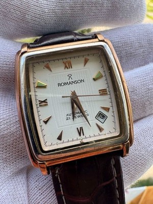Vintage Romanson Mechanical Watch   21 Jewels, Automatic Movement, Unique Textur
