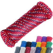 SMART CASUAL 100 ft 1/4" Polyester Rope x 100', Red Blue white 