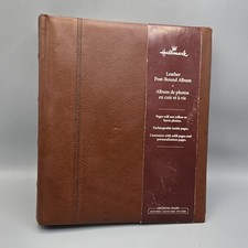 Hallmark Leather Post-Bound Photo Album Archival Acid Free W/ 10 Page Med Refill