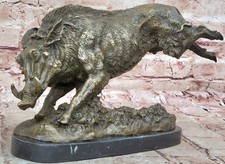 Statua scultura in bronzo puro maiale cinghiale statuina art deco fattoria capanna vendita