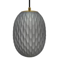 Modern Brass Ceiling Pendant Light Grey Textured Glass Lamp Shade K449