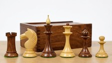 1950s Soviet (Russian) Latvian Chess Set - chess Box - Sheesham Wood - 4.1" King