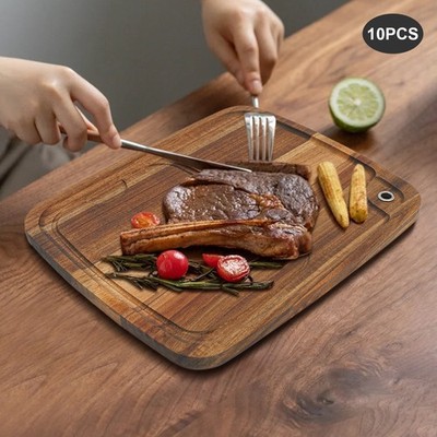 10PCS Wood Steak Plates with Juice Channel Acacia Wooden Steak Board Anti-mold?