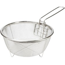 Deep Fry Basket, 8'' Diameter Round Stainless Steel Wire Frying Basket with F...