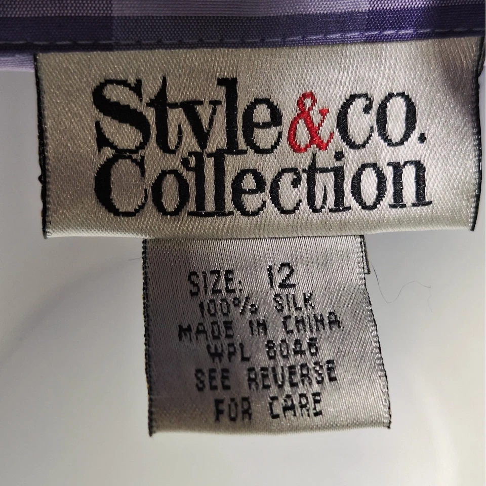 Vintage Y2K Silk Taffeta Wrap Top Plaid Check Retro Cropped 12 Collared Style Co - Image 4 of 4