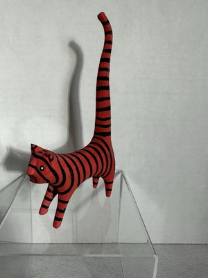 HAND PAINTED BALSA WOODEN KITTY CAT FIGURE Ring Holder