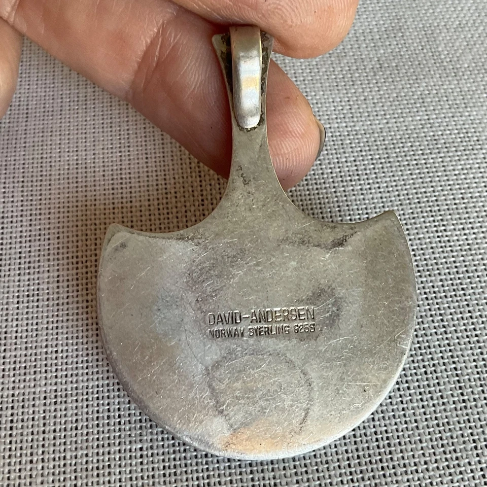 Signierter David-Andersen Norwegen Sterling Silber 925 Blautöne Emaille Anhänger - Bild 2 von 4