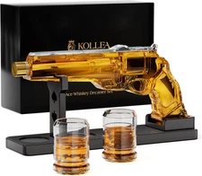 Gun Whiskey Decanter Sets for Men, Kollea Liquor Decanter Set with Gun Shot Glas