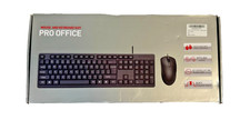 Pro Office Wired Keyboard and Mouse Combo Full Size USB Black Splash Resistant