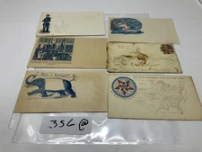 CIVIL WAR 5 PATRIOTIC COVERS 1 ENVELOPE WAR US SOLDIER COLOR, LINCOLN BOMBARDING