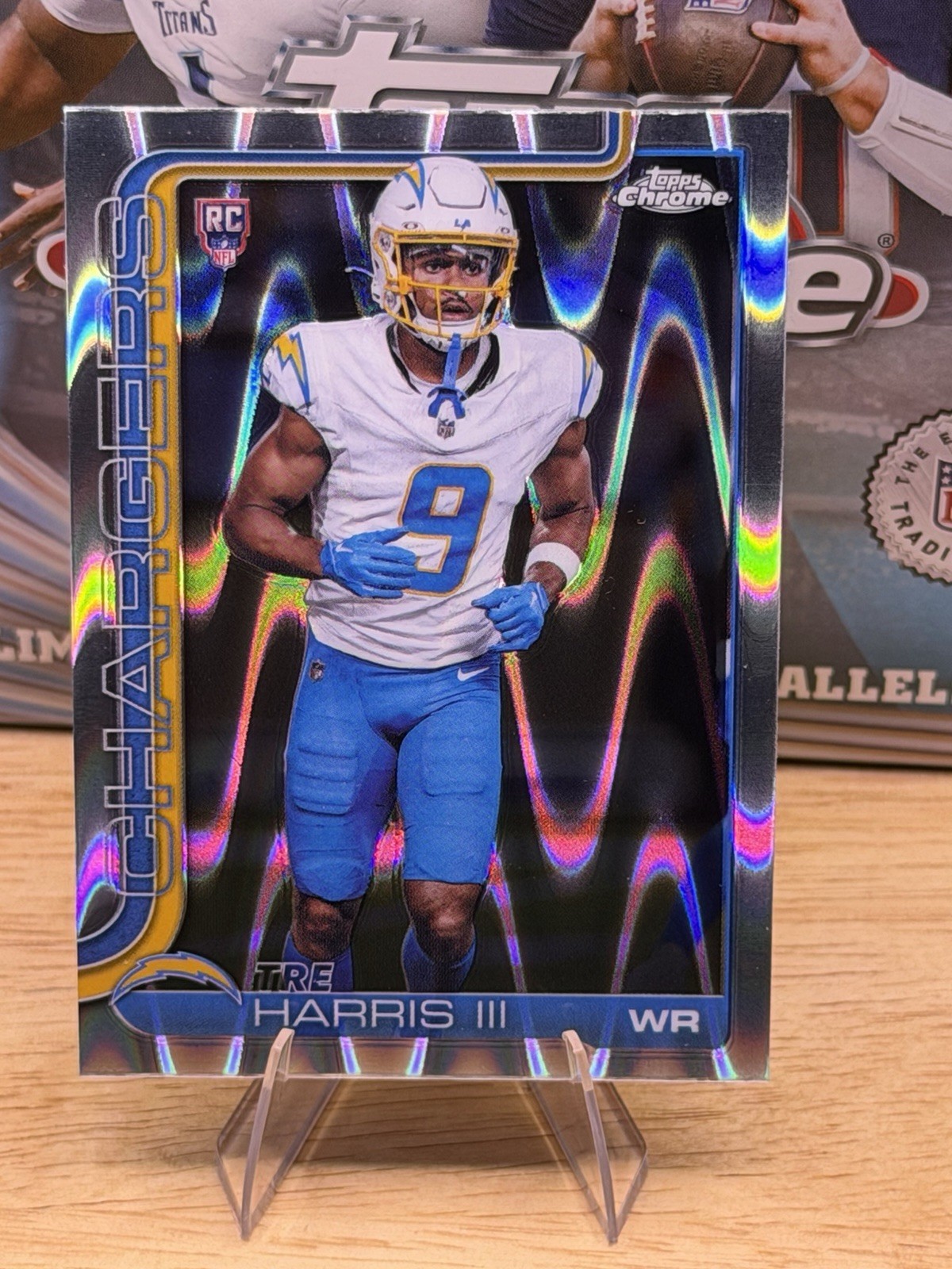 Tre Harris III 2025 Topps Chrome Rookies 338 RayWave Refractor LA Chargers