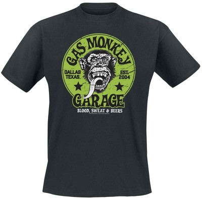 Gas Monkey Garage T-Shirt Herren Green Logo schwarz Fan-Merch, Filme, TV-Serien